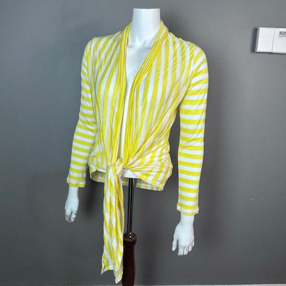 ANATOMIE sweater cardigan XS striped yellow wrap soft tissue nautical